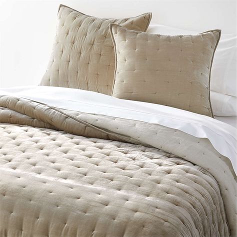 Quilts & Coverlets | Free Shipping | Crate & Barrel Simple Bed Designs, Bed Design Modern, Bad Inspiration, Velvet Quilt, Velvet Bed, Euro Pillow Shams, Bad Design, Quilted Coverlet, New Beds