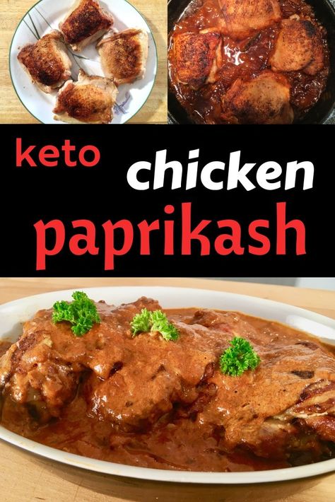 keto Chicken Paprikash Hungarian Paprika Chicken, Hungarian Paprikash, Chicken Paprikash Recipe, Paprikash Recipe, Keto Meat, Slovak Recipes, Keto Fried Chicken, Chicken Paprikash, Turkey Pot Pie