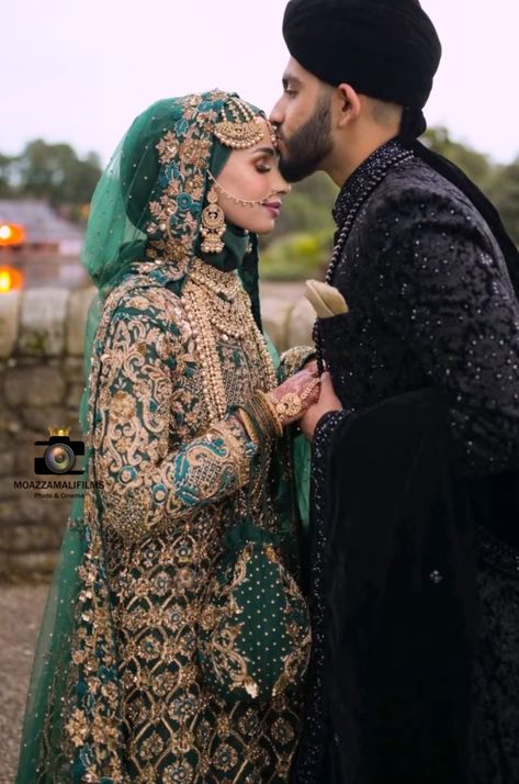 Couple Dress Matching Nikah, Pakistani Wedding Hijab, Hijab With Sharara, Hijabi Desi Bride, Hijab Bride Pakistani, Hijabi Bride Pakistani, Muslim Bridal Look, Muslim Wedding Dress Hijab Bride, Hijabi Bride