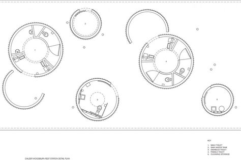 Calder Woodburn Rest Area / BKK Architects Circular Bathroom, Public Restroom Design, Toilet Plan, Restaurant Bathroom, Public Toilet, Bathroom Plan, Restroom Design, Bathroom Floor Plans, Public Bathrooms