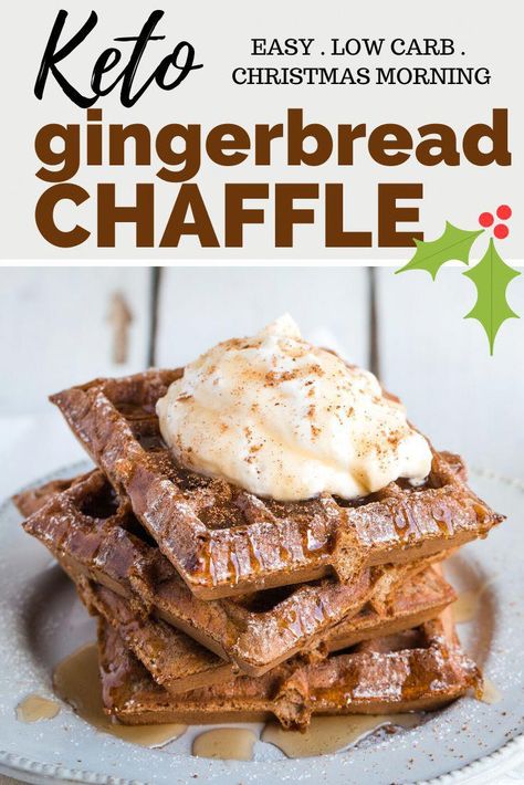 Keto Gingerbread Chaffle Recipe - One of the BEST chaffle recipes I've had. This is perfect for Christmas especially if you are staying low carb. These keto waffles are amazing with syrup and whipped cream on top. Making these on Christmas morning for my family! www.ketofocus.com #ketochristmas #easyketobreakfast #ketoholidayrecipes #ketochristmasrecipes #chaffles #chafflerecipes Keto Gingerbread Pancakes, Keto Focus, Keto Gingerbread, Aip Keto, Keto Chaffles, Cena Keto, Keto Holiday Recipes, Keto Chaffle, Chaffle Recipe