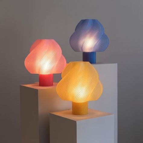 Scandinavian Product Design, 3d Lamp Design, Fun Lamps, 3d Printed Lamp, Eclectic Lamps, Colorful Lamp, 3d Lighting, Weird Furniture, Unusual Lamps