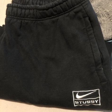 Black Nike x stussy washed joggers Nike X Stussy, Black Nike, Nike Pants, Birthday Presents, Black Nikes, Jogging, Nike, Birthday, Pants