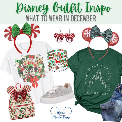 What to Wear to Disney World in December | Theme Park Guide - Moms with Mouse Ears Disney In December Outfits, Disney World In November, Disney World In December, Christmas Disney Outfits, Disney Christmas Outfits, Wear To Disney World, What To Wear To Disney, Disney Trip Outfits, Disney Eras