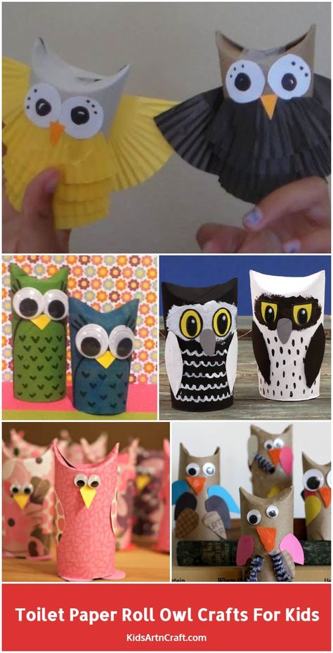 Toilet Paper Roll Owl Crafts for Kids - Kids Art & Craft Toilet Paper Roll Owl, Mothers Crafts, Owl Crafts For Kids, Tp Crafts, Owl Preschool, Diy Toilet Paper, Toilet Paper Roll Craft, Nurse Cartoon, Kindergarten Craft