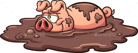 Pig bathing in mud. Vector clip art illustration with simple gradients. Pig and mud on separate layers. EPS10 and PSD files includ Mud Illustration, Vetwrap Art, Muddy Pigs, Pig In Mud, Inkscape Tutorials, Pig Design, Pig Character, Funny Pigs, Pig Art