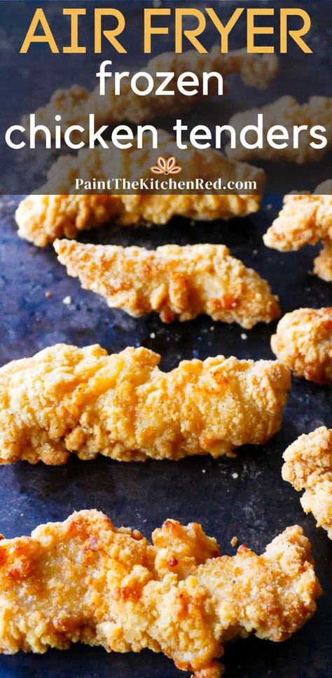 Air fryer chicken tenders cook up perfectly crisp on the outside and tender on the inside. And you can make them in less time than it takes to bake them in the oven or deep-fry them. Frozen Chicken Strips In Air Fryer, Air Fryer Frozen Chicken Tenders, Chicken Tenders In Air Fryer, Air Fryer Chicken Strips, Tender Recipes, Crunchy Chicken Tenders, Air Fryer Recipes Chicken Thighs, Breaded Chicken Strips, Air Fried Chicken Tenders