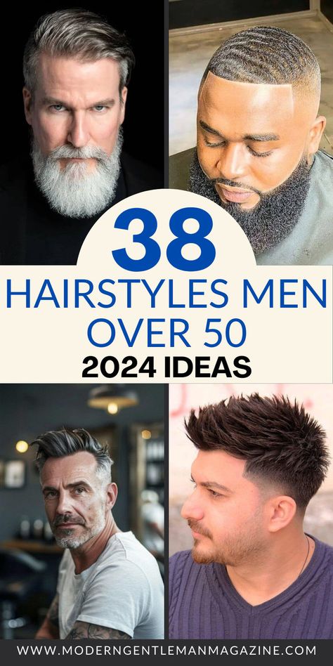 Age gracefully with these 38 hairstyles for men over 50! Whether you prefer short cuts or a bit of length, find stylish options to match your look and keep you feeling fresh. These hairstyles are both classy and age-appropriate. #Over50Hairstyles #MatureMensStyle #MensGrooming #MensHaircuts Men 50s Hairstyle, Men’s 50s Hairstyles, Men’s Hair Styles For Fine Hair, Older Man With Black Hair, Mens Hair Over 50, Mens Over 50 Hairstyles, Men’s Hairstyles Over 40, Old Man Hairstyles, Older Men Haircuts Over 50