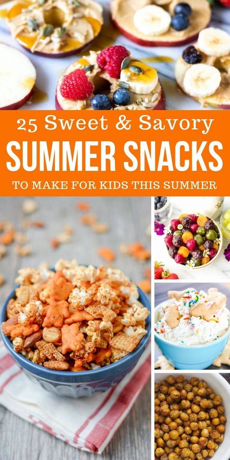 Sweet and savory summer snack ideas for kids this summer. Give these summer snack ideas to have on hand for feeding and fueling your kids. #summer #snacks #kid #kidfriendly #sweet #savory #healthy #easy Summer Snack Ideas For Kids, Summer Snacks For Kids, Summer Snack Ideas, Snack Ideas For Kids, Low Fat Snacks, Snacks For Kids, Homemade Granola Bars, Snack Craving, Snacks To Make