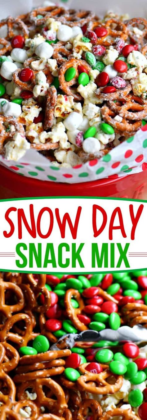 This wonderfully festive Snow Day Snack Mix is the perfect easy treat all winter long! Both sweet and salty, this holiday snack mix is great for Christmas, movie nights, parties, gifts and so much more! Easy Holiday Snacks, Christmas Snack Mix, Holiday Snack, Mom On Timeout, Snack Mixes, Easy Treat, Snack Mix Recipes, Mix Recipes, Holiday Snacks