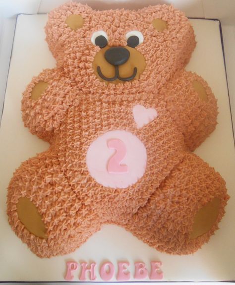 Cakes Teddy Bear, Easy Teddy Bear Cake, Teddy Bear Shaped Cake, Buttercream Bear Cake, Teddy Bear Pastry Bed, Wilton Teddy Bear Cake Ideas, Butterfly Birthday Cakes, 2nd Birthday Party For Boys, Teddy Bear Cakes