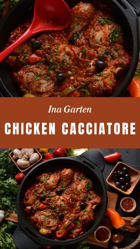 Ina Garten Chicken Cacciatore Chicken Cacciatore Ina Garten, Chicken Cacciatore Recipe Instant Pot, Ina Garten Pot Roast Barefoot Contessa, Ina Garten Chicken Cacciatore, Chicken And Tomatoes Recipes, Chicken Breast Tomato Recipes, Chicken Cacciatore Recipe Crockpot, Chicken Cacciatore Recipe Authentic, Chicken Spinach Tomato Recipe