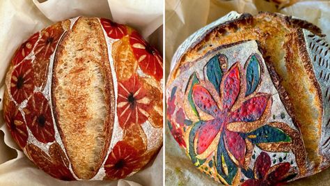 Painting On Sourdough, Painted Sourdough Bread, Sourdough Painting, Paint Bread, Bread Paint, Sweet Paul Recipes, Farmstand Recipes, Sourdough Art, Bread Painting