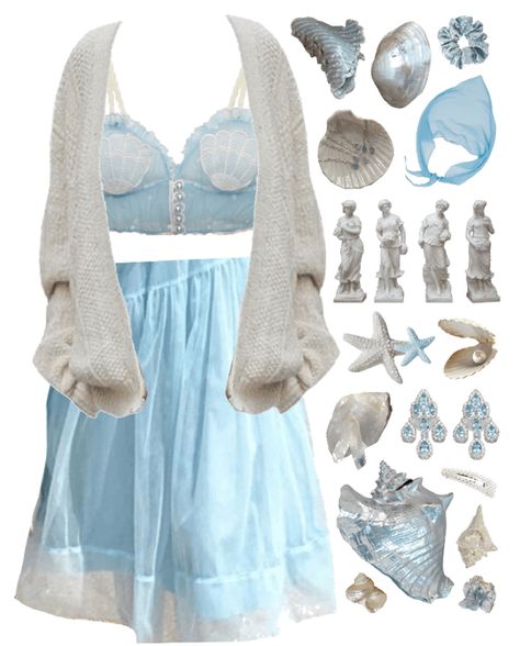 Ocean Themed Clothes Aesthetic, Mermaid Outfit Inspiration, Oceanic Outfits, Ocean Aesthetic Clothing, Mermaid Core Aesthetic Outfits Casual, Ocean Core Aesthetic Outfits, Ocean Core Clothes, Ocean Outfits Aesthetic, Mermaid Aesthetic Outfit Casual