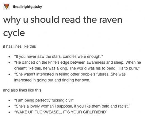 The Raven Cycle, Raven Cycle, The Raven, Book Suggestions, Read Later, Book Memes, Book Fandoms, Love Book, Reading Lists