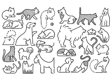 Dog And Cat Illustration, Dog Drawing Illustration, Dog Graphic Design, Pets Illustration, Dog Illustration Art, Dog Line Drawing, Pet Branding, Dog Illustrations, Pet Illustration