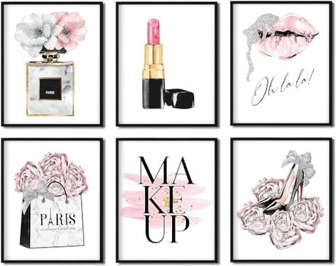 Makeup Studio Decor, Makeup Print, Perfume Art, Fashion Wall Decor, Flower Perfume, Girls Room Wall Art, Pink Room Decor, Modern Pictures, Glam Room