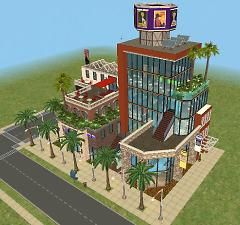 Minecraft Shops, Sims 4 Challenges, Shopping District, Small Fountains, Casas The Sims 4, Minecraft Buildings, Minecraft Designs, Sims 4 Houses, Big Lots