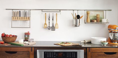 11 Storage Tricks That Will Keep Your Counters Totally Clear  - Redbook.com Clear Countertops, Kitchens Shelves, Recycled Granite, Storage Tricks, Counter Storage, Apartment Stuff, Kitchen Counters, Kitchen Space, Kitchen Style