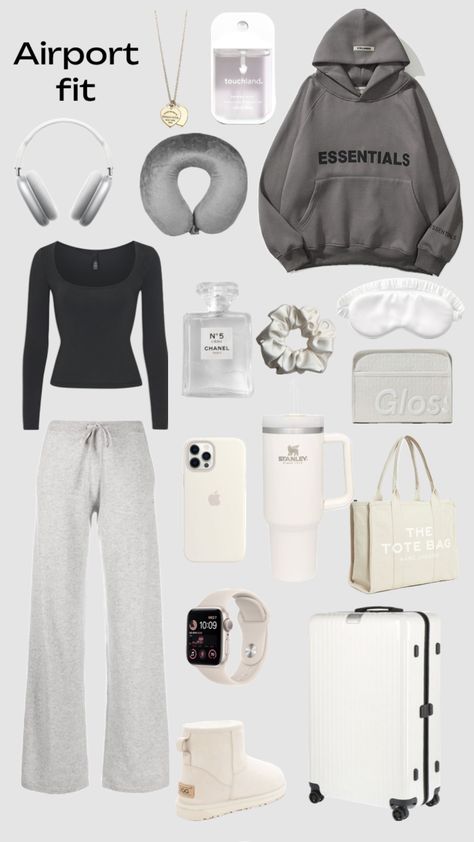 Aeroport Outfit, Stockholm Outfits, Cute Airport Outfit, Comfy Airport Outfit, Trip Hacks, Airport Fit, Cute Travel Outfits, Outfit Collages, Airplane Outfits