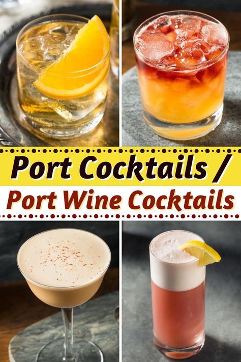 Whether you like ruby, white, tawny, or rosé, these easy port cocktails (port wine cocktails) are just what you need for summer sipping. Port Cocktails Recipe, Taylor Port Mixed Drinks Recipes, Taylor Port Wine Mixed Drinks, Wine Based Cocktails, Port Wine Recipes, Taylor Port Mixed Drinks, Port Wine Cocktail, Port Cocktails, 2024 Cocktails