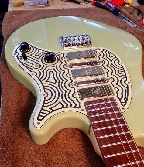 Yes. Please. Electric Guitar Custom Paint, Guitar Pickguard Art, Pick Guard Art, Custom Guitar Paint, Custom Painted Guitar, Painted Pickguard, Guitar Custom Paint, Pickguard Design, Pickguard Art