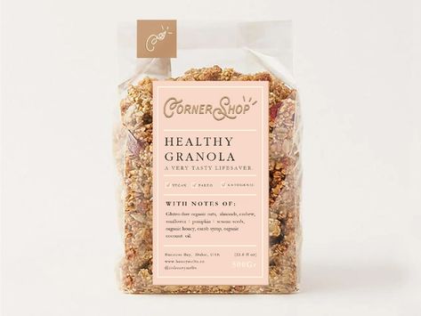 Granola Packaging, Granola Brands, Branding Label Design, Healthy Food Packaging, Packaging Typography, Cereal Packaging, Wall Table Decor, Healthy Brands, Granola Healthy