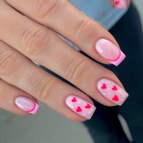 22 Nails, Valentine Nails Pink, Hannah Taylor, Nails Valentine, Vday Nails, Girly Tingz, Middle Fingers, February Nails, Nail Designs Valentines