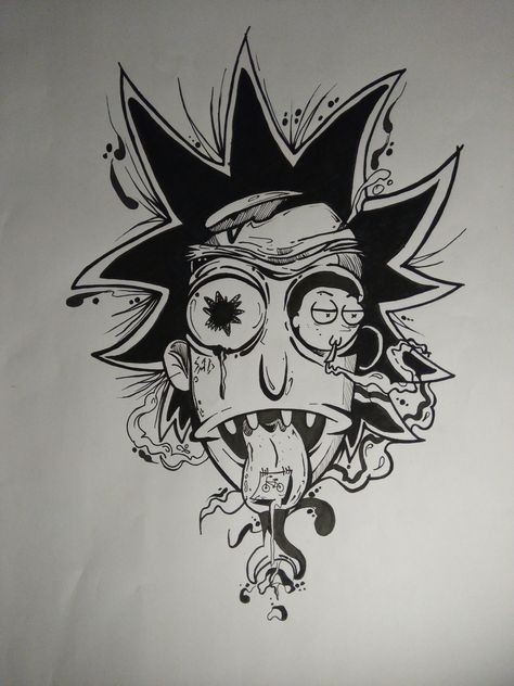 Rick And Morty Coloring Pages, Rick And Morty Coloring, Rick E Morty, Easy Graffiti Drawings, Arte Aesthetic, Cartoon Character Tattoos, Ink Inspiration, Graffiti Style Art, Graffiti Characters