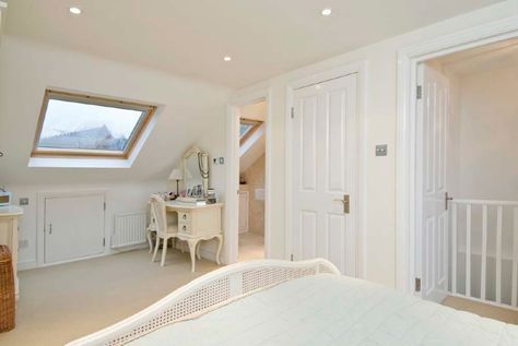 A Victorian loft conversion Victorian Terrace Attic Bedroom, Loft Conversion Low Ceiling, Loft Conversion Dressing Room, Loft Ensuite, Loft Study, Cottages Interiors, Loft Conversion Bedroom, Dormer Loft Conversion, Loft Extension