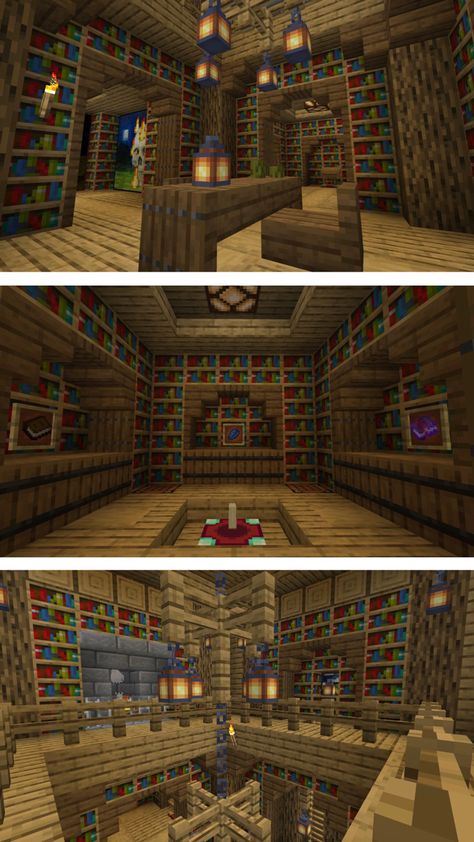 Minecraft idea for a big library Minecraft Library Storage, Minecraft Library House Ideas, Library Design Minecraft, Library Minecraft Ideas Outside, Big Base Minecraft, Minecraft Big Room Ideas, Minecraft Building Ideas Library, Minecraft Library House, Library Blueprints