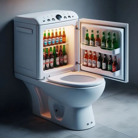 Mini Fridge Shaped Toilet: A New Era of Bathroom Innovation Chase Core, Futuristic Bathroom Design, Futuristic Bathroom, Cool Toilets, Toilet Design Modern, Modern Table Design, Beer Images, Wood Texture Seamless, Mini Bathroom