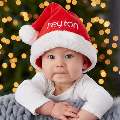 Baby Christmas Hat, Baby Santa Hat, Christmas Pom Pom, Baby Santa, Santa Photos, Hat Party, Personalized Hats, Santa Hats, Red Baby