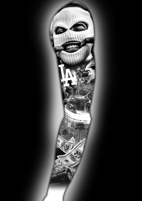 Background Tattoos Sleeve, Gangsta Tattoos Sleeve, Gangsta Sleeve Tattoo, Chicano Tattoos Sleeve For Men, Chicano Gangster Tattoo Designs, Gangster Sleeve Tattoo, Gangster Tattoos Designs For Men, Full Hand Tattoo Men, Mafia Tattoo Gangsters