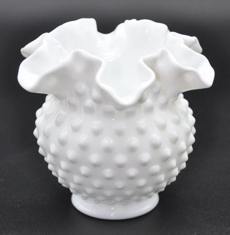 I just added a new item to eBay, Fenton 4 1/4" Miniature Double Crimp Vase Hobnail Milk Glass! #eBay #eBaySeller White Hobnail Glassware, Hobnail Glassware, Milk Glass Centerpiece, Milk Glass Collection, Fenton Glassware, Decorative Pottery, Fenton Glass, White Milk Glass, New Item