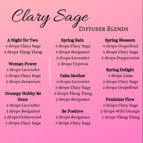 Sage Diffuser Blends, Essential Oil Blends Roller, Essential Oil Perfumes Recipes, Doterra Diffuser, Essential Oil Combinations, Doterra Essential Oils Recipes, Essential Oil Diffuser Blends Recipes, Young Living Essential Oils Recipes, Clary Sage Essential Oil