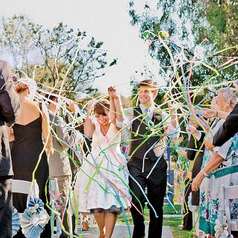 Save this for 18 things to throw at your wedding instead of rice. Party Streamer, Wedding Photo Checklist, Wedding Aisles, Wedding Exit, Wedding Ceremony Ideas, Wedding Send Off, Tafel Decor, Wedding Exits, Boda Mexicana