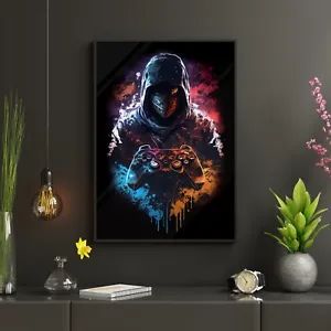 Gaming Boys Bedroom, Room Canvas Painting, Boys Kids Room, Video Poster, Video Game Print, Gaming Posters, Neon Decor, Room Canvas, Poster Pictures