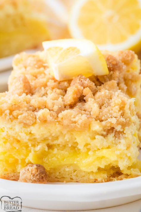 Lemon Crumb Cake, Lemon Crumble, Italian Cream Soda, Tropical Desserts, Streusel Cake, Homemade Bread Recipes Easy, Coconut Pudding, Crumble Cake, Jello Recipes