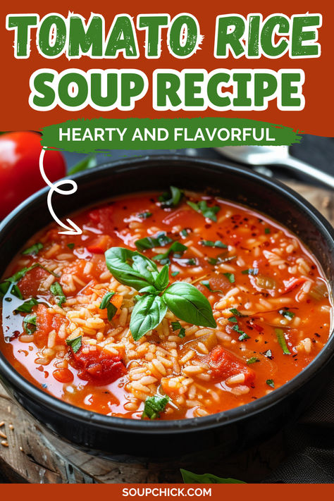 Tomato Rice Soup Recipe Tomato Rice Soup Recipe, Tomato And Rice Soup, Tomato Soup From Scratch, Tomato Rice Soup, Canning Granny, Rice Soup Recipes, Canned Tomato Soup, Tomato Rice, Food Soup