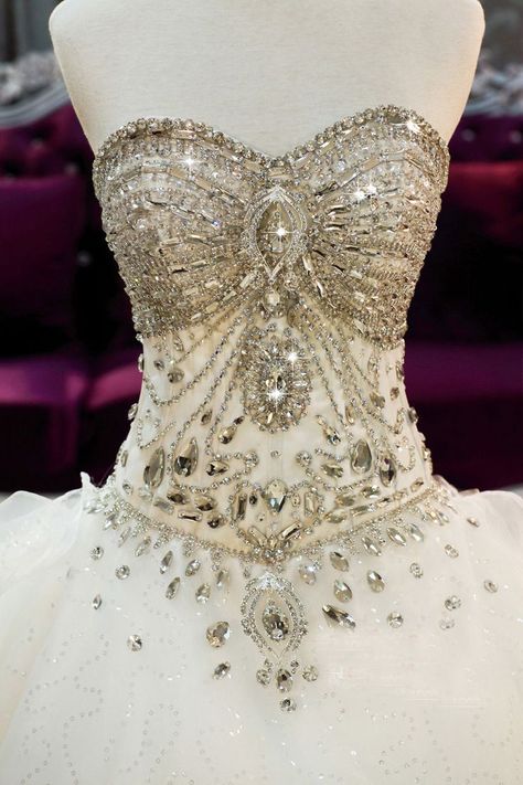 Not a white strapless dress that's either A-line, ballgown, or mermaid with a… Crystal Gown, Bling Accessories, Crystal Wedding Dress, Backless Dresses, Dresses Beautiful, Fashion Closet, Brooch Bouquets, La Wedding, A Wedding Dress