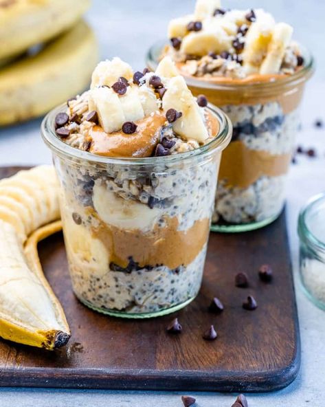 Chunky Monkey Overnight Oats, Cold Oats, Butternut Squash Recipes Roasted, Easy Overnight Oats, Oat Recipes Healthy, Fitness Meals, Seed Recipes, Breakfast Yummy, Vegan Breakfasts