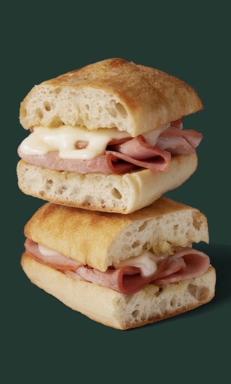 Starbucks Ham and Swiss Panini Starbucks Sandwich Recipes, Ham And Swiss Panini, Starbucks Panini, Healthy Panini, Ham And Swiss Sandwiches, Starbucks Sandwiches, Starbucks Lunch, Delicious Discoveries, Starbucks Breakfast