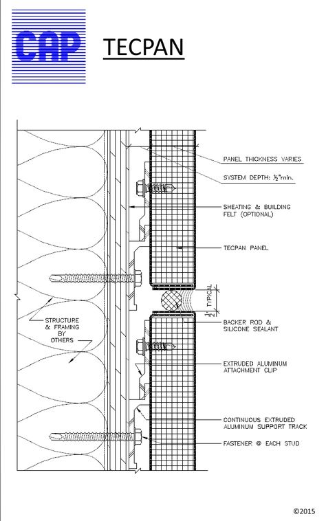 Ventilated Facade Detail, Aluminum Cladding, Aluminum Wall Panel, Drawing Elements, Facade Detail, Interior Design Sketchbook, Detail Drawing, Aluminium Cladding, Arch Ideas