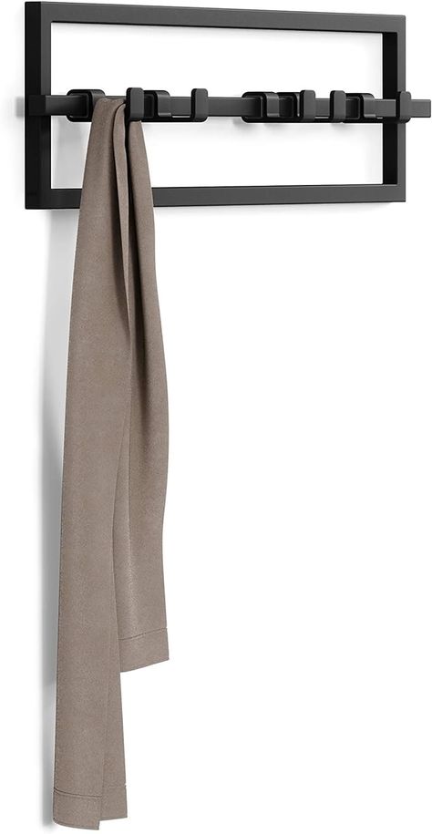 Amazon.com: Umbra Cubiko Wall Mounted Modern, Sleek, Space-Saving Hanger with Retractable Hooks to Hang Coats, Scarves, Purses and More, 5, Black : Home & Kitchen Wall Coat Rack, Space Saving Hangers, Decorative Wall Hooks, Clean Space, Coat Rack Wall, Decorative Hooks, Household Supplies, Decorative Wall, Coat Rack