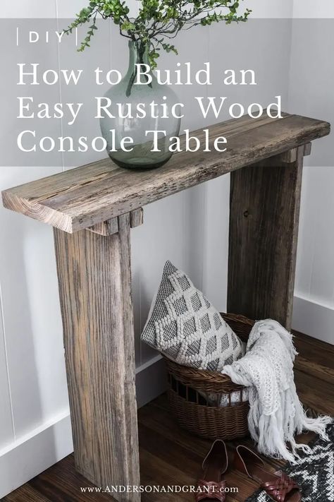 How to Build an Easy Rustic Wood Console Table! Diy Narrow Table, Console Table Diy Easy, Entry Way Table Diy, Diy Slim Entry Way Table, Diy Waterfall Console Table, Diy Hall Table, Rustic Console Table Legs, Shanty 2 Chic Console Table, Diy Entry Table Plans Farmhouse