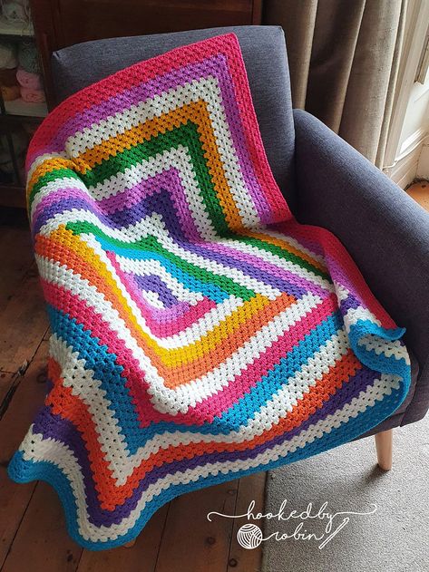 Crochet Log Cabin, Granny Square Häkelanleitung, Motifs Granny Square, Scrap Yarn Crochet, Ripple Pattern, Granny Square Crochet Patterns Free, Crochet Blanket Designs, Crochet Granny Square Blanket, Manta Crochet