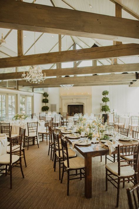 Gold Summer Wedding, Oak Room, Gold Wedding Reception, White Floral Arrangements, Calamigos Ranch, Outdoor Pavilion, Malibu Wedding, Farm Tables, Wedding Set Up