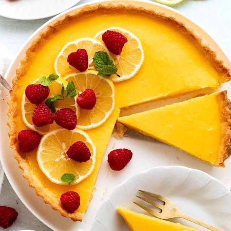 French Lemon Tart Recipe, Duck Confit Recipe, Confit Recipes, Lemon Tart Recipe, French Tart, Lemon Curd Filling, Tart Filling, Recipetin Eats, Recipe Tin