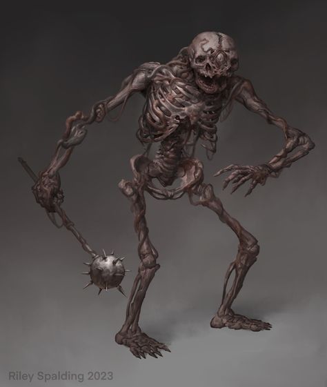 ArtStation - Skeleton dude, Riley Spalding Horror Art Reference, Skeleton Monster, Fantasy Heroes, D D Monsters, Fantasy Concept, Horror Themes, Paintings And Drawings, Image Painting, Fantasy City